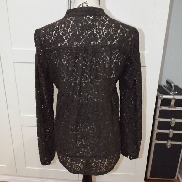 Michael Kors Brown Lace Long Sleeve Blouse Top SP - Picture 4 of 7